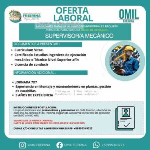 Supervisor Mecánico Freirina – Atacama