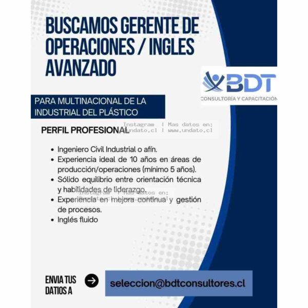 Gerente de Operaciones Inglés Avanzado