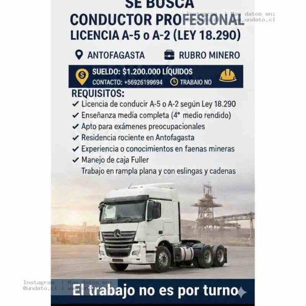 Conductor Profesional A-5/A-2 – Antofagasta