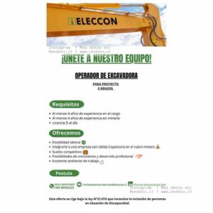 Operador de Excavadora - Proyecto II Región