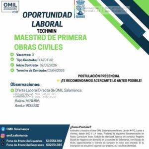 Maestro de Primera – Obras Civiles (Minería)