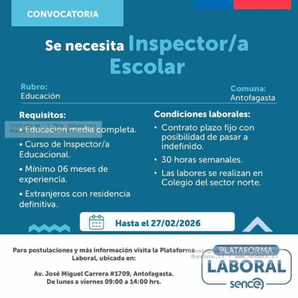 Inspector/a Escolar – Antofagasta