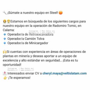 Operadores Minería Radomiro Tomic Calama