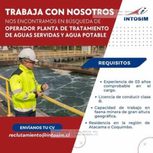 Operador Planta de Tratamiento Aguas Servidas y Agua Potable