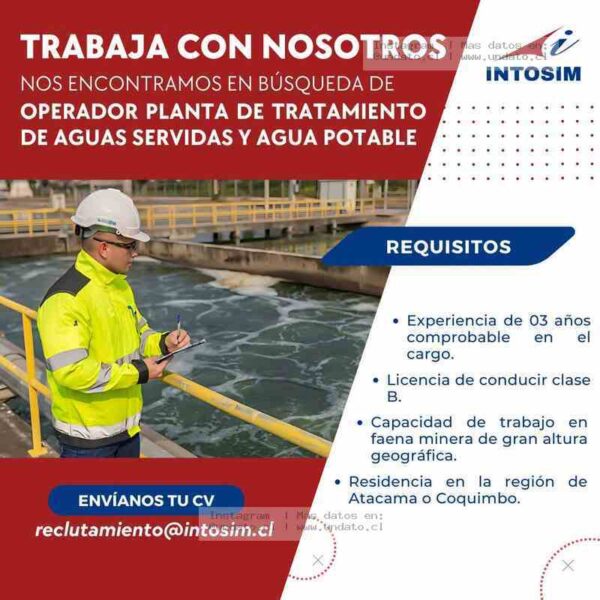 Operador Planta de Tratamiento Aguas Servidas y Agua Potable