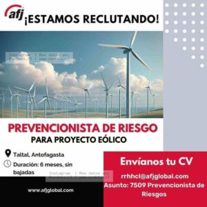 Prevencionista de Riesgo – Proyecto Eólico (Taltal)