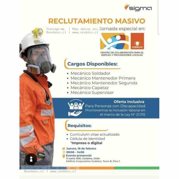 Reclutamiento Masivo En Codelco - Mecánicos
