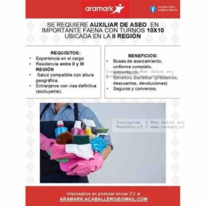 Auxiliar de Aseo – Turnos 10x10