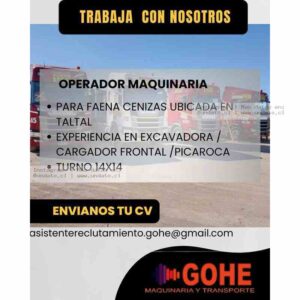 Operador de Maquinaria para Faena de Cenizas en Taltal