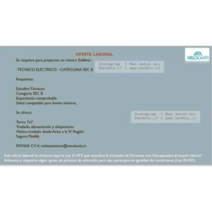 Técnico Eléctrico SEC B – Minera Zaldivar