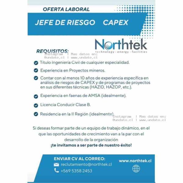 Jefe de Riesgo CAPEX Minería