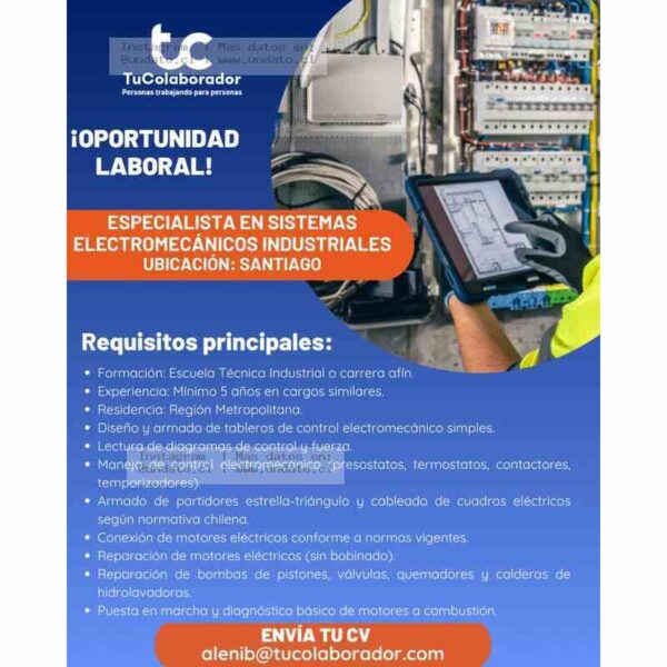 Especialista en Sistemas Electromecánicos – Santiago