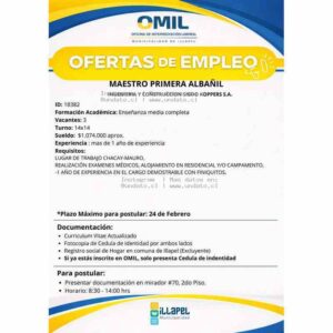 Maestro Primera Albañil - Illapel