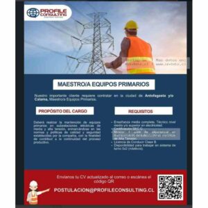 Maestro/a Equipos Primarios – Antofagasta/Calama