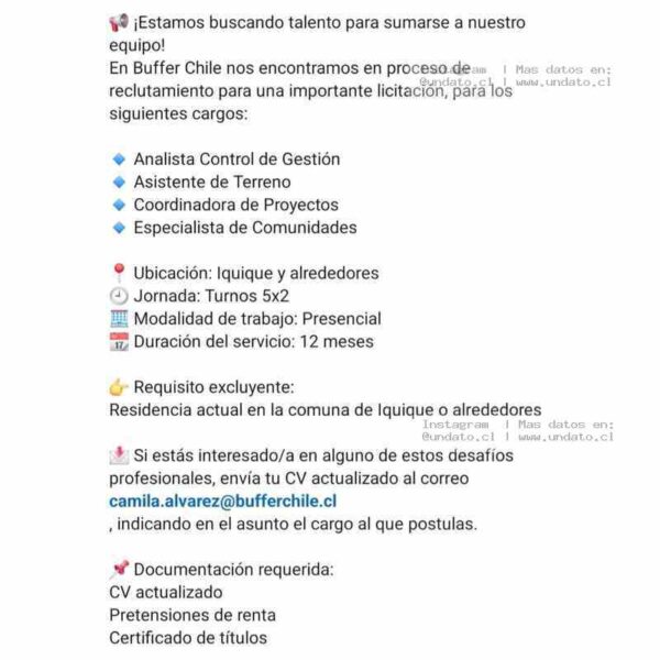 Oportunidades en Buffer Chile Iquique