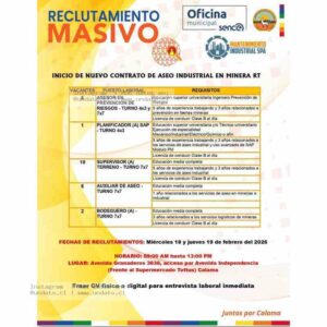 Vacantes de Aseo Industrial Minería Calama