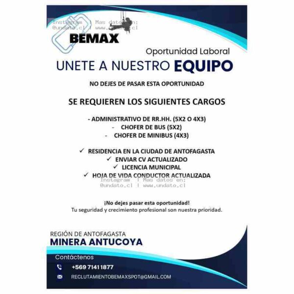 Empleos en Minera Antucoya, Antofagasta