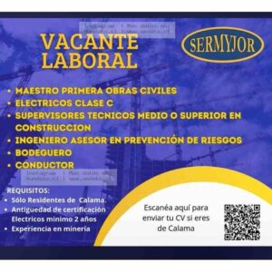 Vacantes SERMYJOR – Minería y Construcción