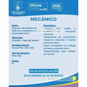 Mecánico Industrial Copiapó
