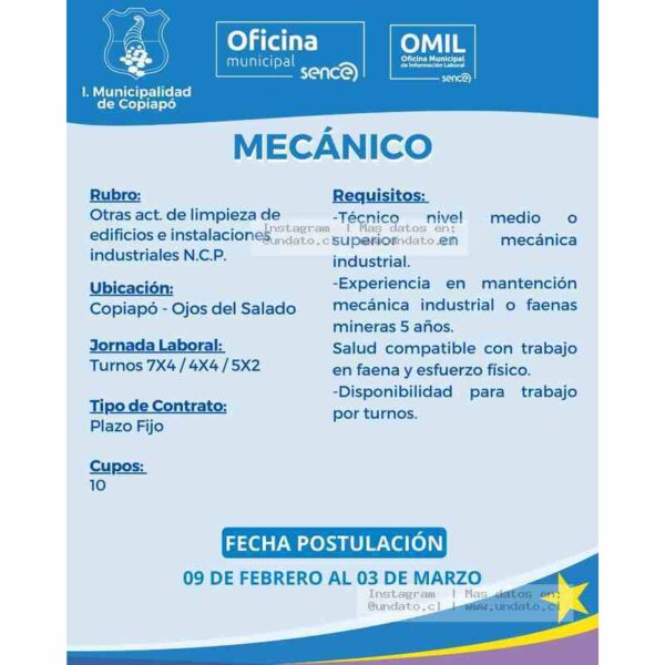 Mecánico Industrial Copiapó