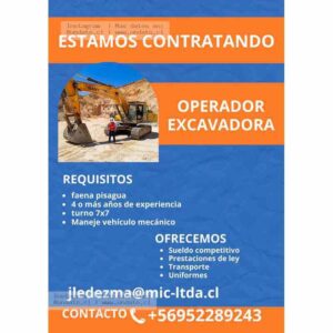 Operador Excavadora SANY — Turno 7x7