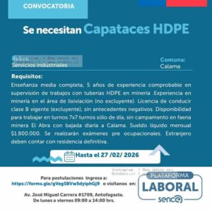 Capataces HDPE Minería El Abra Calama