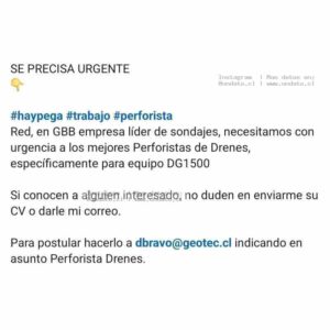 Perforistas DG1500 – Urgente
