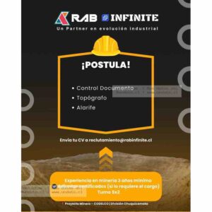 Trabajos en Minería: Control Documento, Topógrafo, Alarife