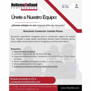 Conductor Camión Pluma – Vacante Minería