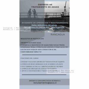 Ayudante de Operación y Mantención – Turno 7x7