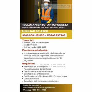 Auxiliar de Aseo Antofagasta