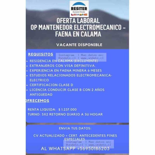 Mantenedor Electromecánico Calama