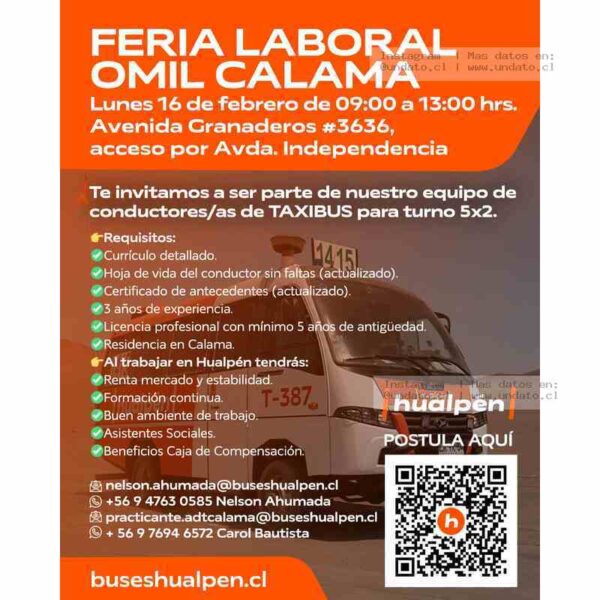 Feria Laboral OMIL Calama: Taxibus Conductores