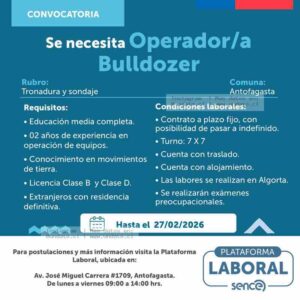 Operador/a Bulldozer – Antofagasta