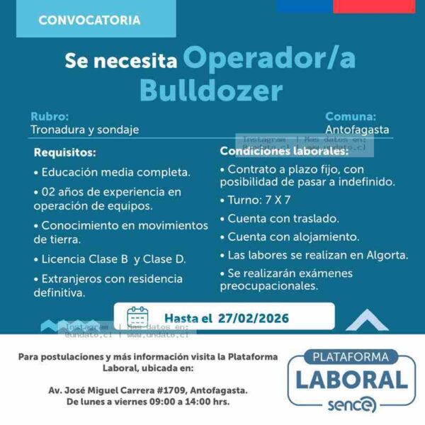 Operador/a Bulldozer – Antofagasta