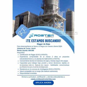 Rigger de Baja para La Negra SQM