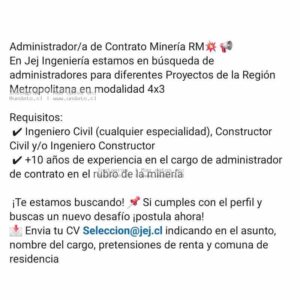 Administrador De Contrato Minería RM