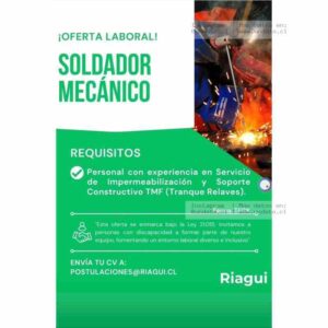 Oferta Soldador y Mecánico TMF TECK