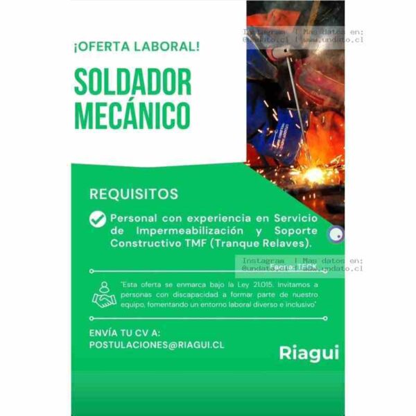 Oferta Soldador y Mecánico TMF TECK