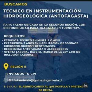 Técnico en Instrumentación Hidrogeológica