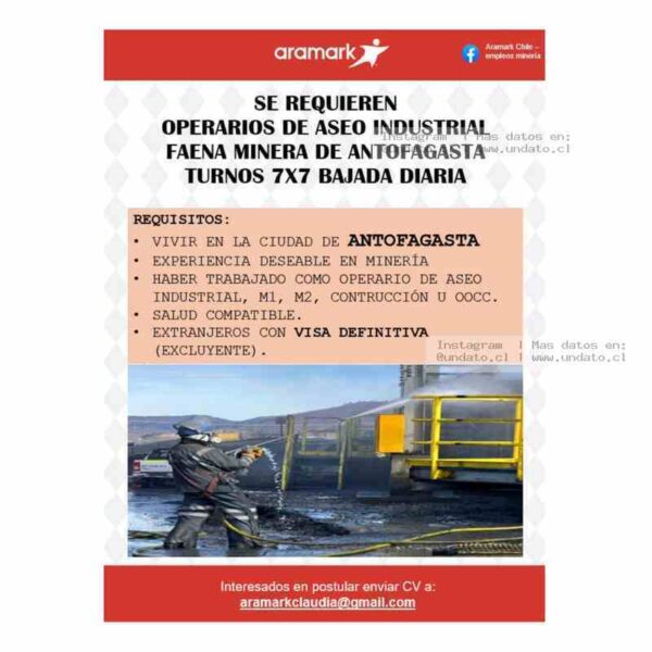 Operarios de Aseo Industrial Antofagasta