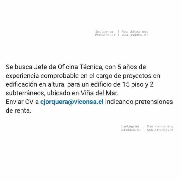 Jefe de Oficina Técnica – Edificación en Altura