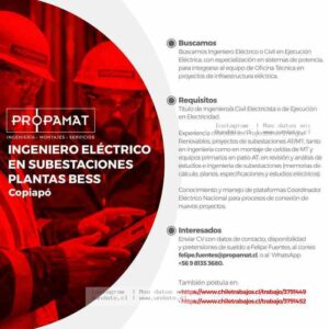 Ingeniero Eléctrico Subestaciones BESS