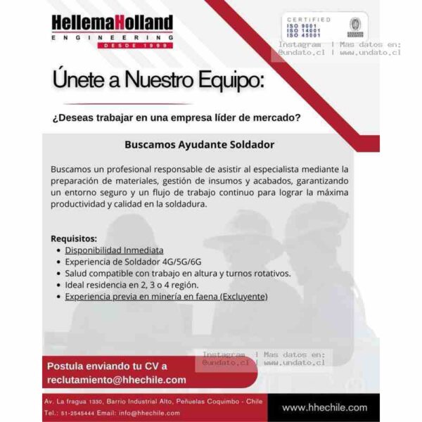 Ayudante Soldador Minería