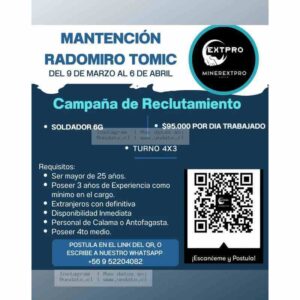 Soldador 6G para Calama y Antofagasta