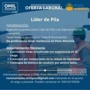 Líder de Pila - Pozo Almonte (OMIL)