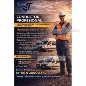 Conductor Profesional Para Transporte De Personal Minero
