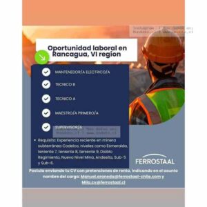 Oportunidad Laboral Mantenedor/a Eléctrico/a