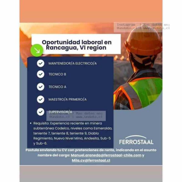 Oportunidad Laboral Mantenedor/a Eléctrico/a