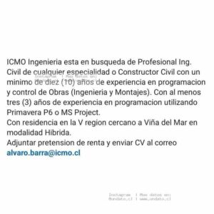 Ingeniero Civil con Experiencia en Programación de Obras